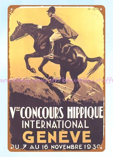 1930 Fifth International Horse Show Geneva Vme Concours Hippiques tin sign