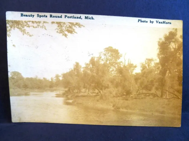 Postcard MI Beauty Spots Round Portland Michigan RPPC Real Photo by VanHorn 1919