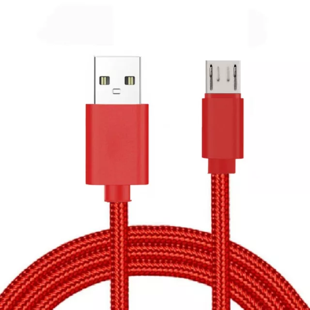 3/6/10Ft Micro USB  Fast Charger Data Sync Cable Cord Samsung LG HTC Android Red