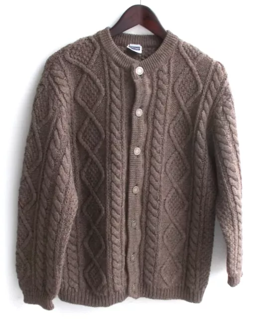 Herren Trachten Strick Janker/Jacke braun m. Zopfmuster Gr. 52