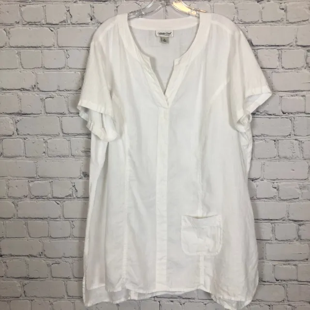 COLDWATER CREEK 100% Linen Short Sleeve Tunic Plus Size 1X $18.99 ...