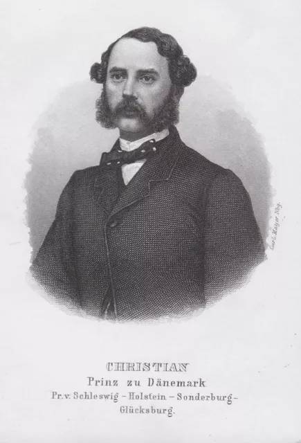 Christian Schleswig-Holsten Denmark Dänemark Portrait Stahlstich ca. 1860