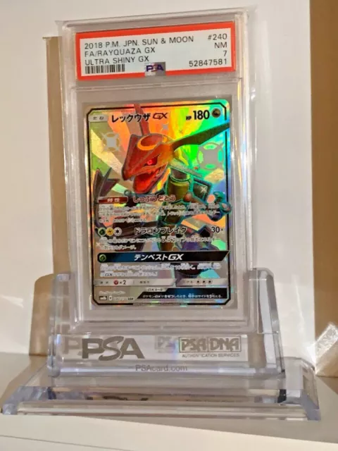 PSA 7 2018 Pokemon Japanese Sun & Moon Ultra Shiny GX 240 Full Art/Rayquaza GX