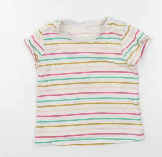 George Girls Multicoloured Striped Cotton Basic T-Shirt Size 2-3 Years Round Nec