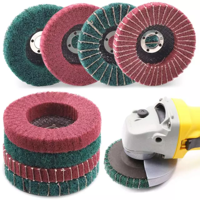 8PCS 4 Inch Red & Green Nylon Fiber Flap Discs Set, 120 180 240 320 Grit Assorte