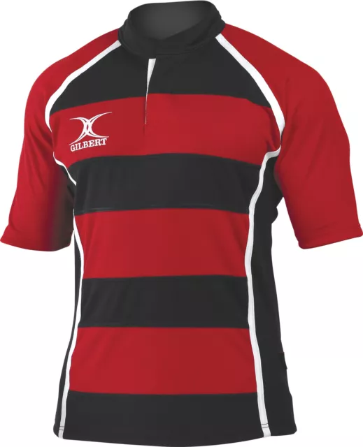 SALE Gilbert Rugby Xact Match / Training Sports Shirt Red / Black | Small