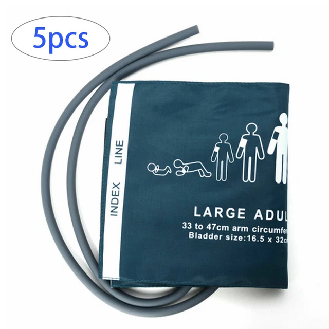5pcs,For Patient Monitor Reusable Large Adult Double Tube Blood Pressure Cuff