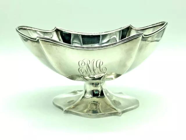 Vintage Simon Brothers Co PA Sterling Silver Small Pedestal Oval Nut Salt Bowl