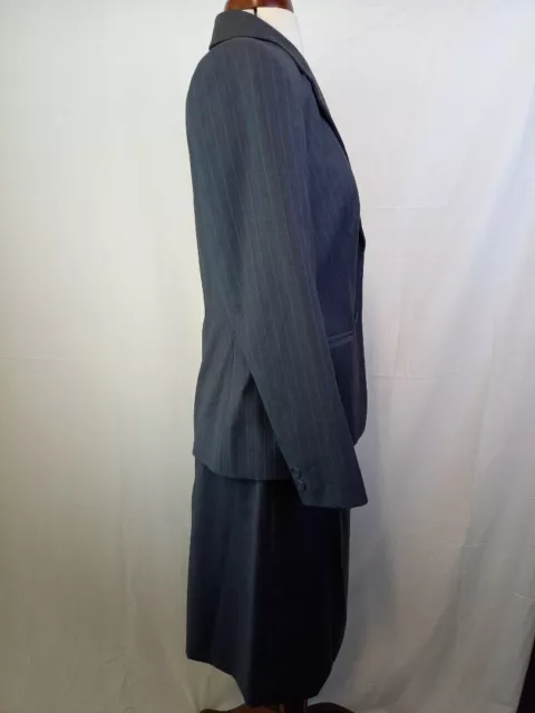 Sam's Tailor Hong Kong Bespoke Ladies Grey Pinstripe Tailored Skirt Suit 2