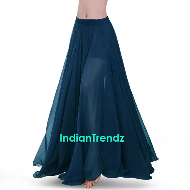 Dark Teal - 360 Full Circle Skirts Chiffon Long Swing Belly Dance Costume Maxi