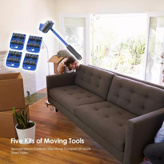 5pcs/set Heavy Furniture Lifter Mover Transport Lift Move Slides Trolleys