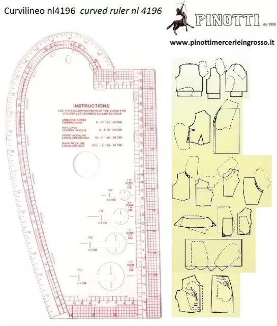 Curvilineo Professionale Per Sartoria Cm 35X19 French Curve Nl4196 Curvilinee