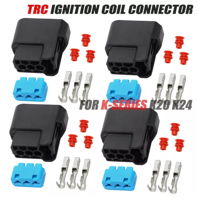 4x K20 K24 3Pin Ignition Coil Pack Connector Plug Housing For Honda Civic Accord