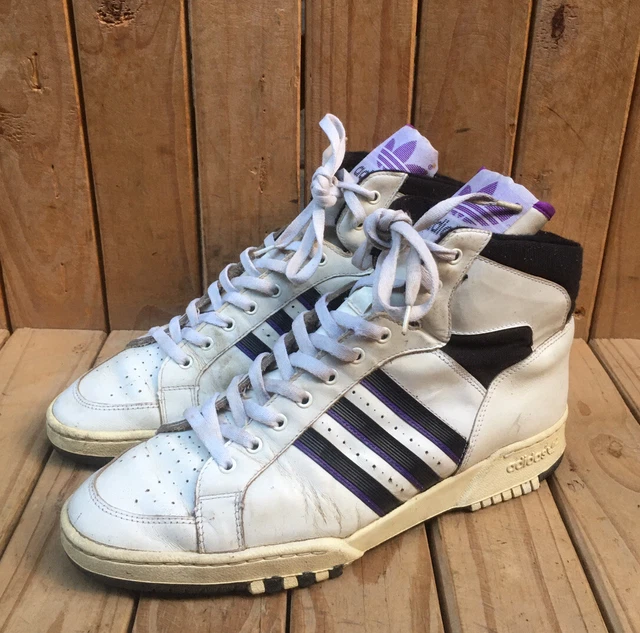 SNEAKERS DA BASKET vintage anni 90 Adidas Hi Top in pelle bianca verde UK 9 EUR 170 04 PicClick IT