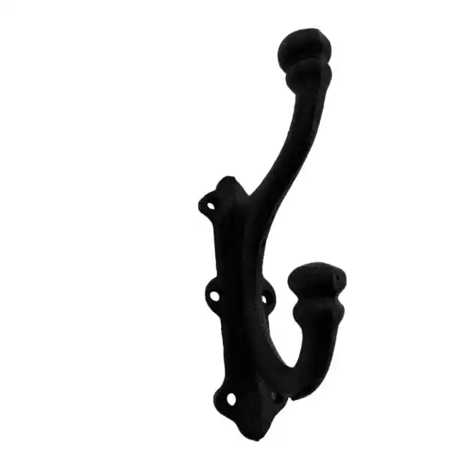 Cast Iron Black Wall Hook Heavy Double Coat Hook NEW Vintage Reproduction 6 In