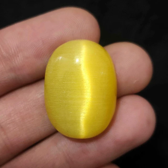 44.45 Cts Natural Yellow Cats Eye Cab Shape  Excellent  Gemstone