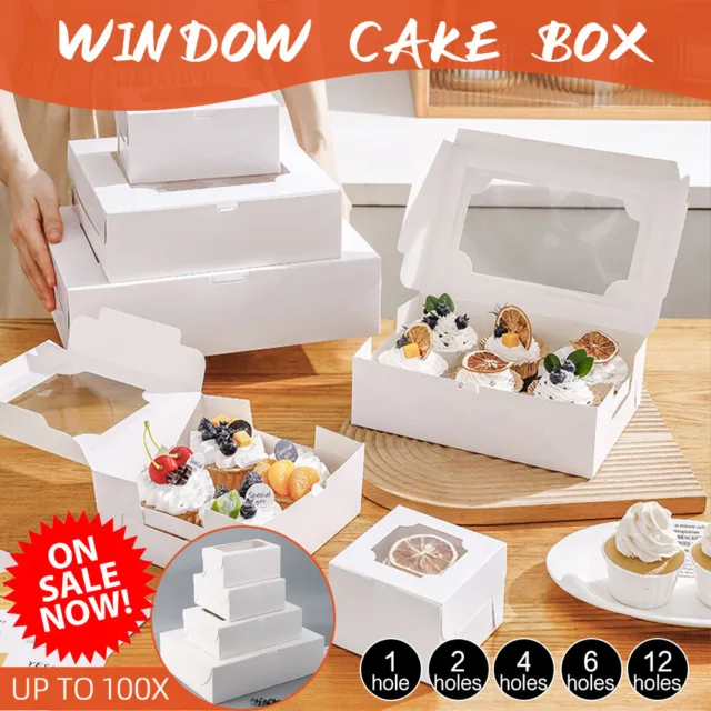 Cupcake Boxes 2/4/6/12 Hole Window Face Cake Boxes Cake Boards Wedding Party Box