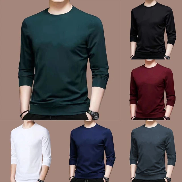 HOT COMFY MENS Male Top Skinfriendly Solid Color Undershirt Crew Neck