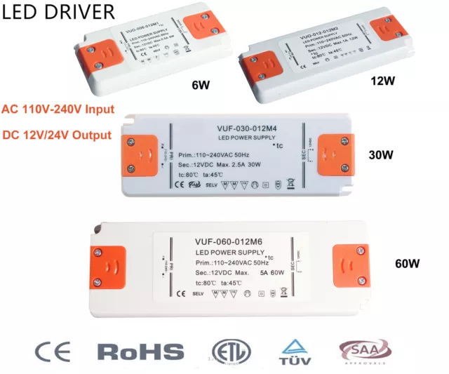 Transformateur DEL 230V sur 12V/24V pilote transformateur ballast 6W - 60W