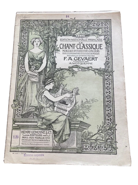 Partition Ancienne Le Chant Classique Iphigénie En Tauride Opéra De Gluck 1900