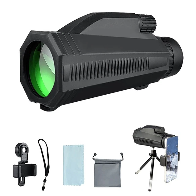 Telescopio monocular 12X50, monocular con soporte para teléfono inteligente y trípode, Waterproo H2D2
