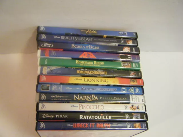 Disney Movies Dvd's Lot Of 12, Aladdin, Lion King, Pinocchio, +++++