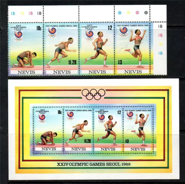 Nevis Mnh 1988 Sg502-505 & Ms506 Olympische Spiele - Seoul 4Er Set & M/S