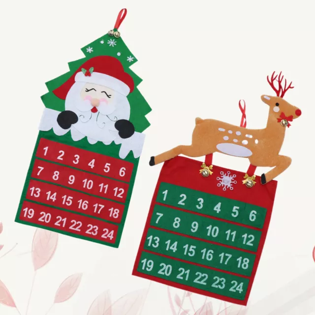 2 Pcs Elder Christmas Tree Decorations Kids Advent Calendar Reindeer