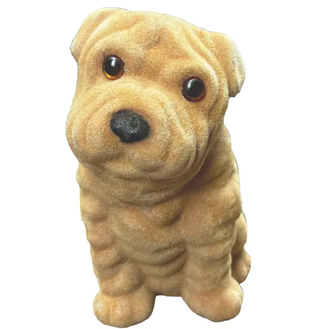 Doggie Saving Bank Flocked Shar Pei MR. WRINKLES Figurine Fuzzy 3D Piggy Bank