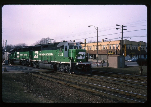 Railroad Slide - Burlington Northern #3122 Locomotive 1990 Westmont IL Train
