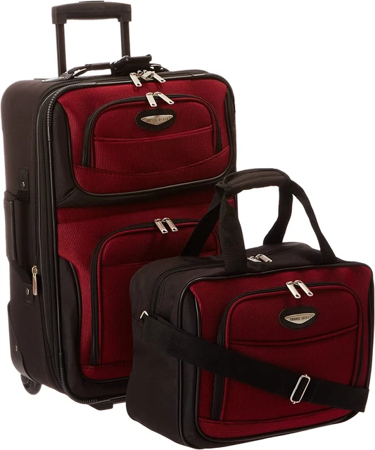 Rolling Expandable Luggage Wheeled Suitcase With Travel Tote Carry Bag 2 Pcs Set