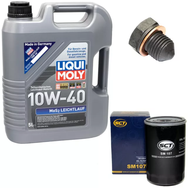 Motoröl Set 10W-40 5 Liter + Ölfilter SM 107 + schraube für Audi 50 VW Golf I