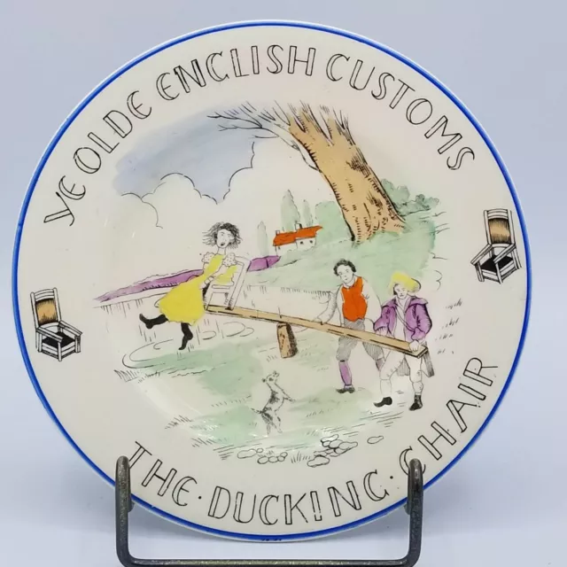 Fondeville Ye Olde English Customs The Ducking Chair 6" Plate Burleigh Ware