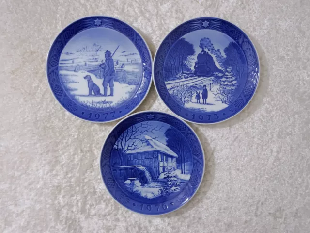 3X Royal Copenhagen Porcelana Plato de Navidad Placa de Pared Vintage - 18 CM