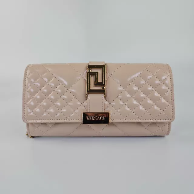 Versace Greca Goddess Mini Powder Pink/Gold Leather Shoulder Bag New SS24