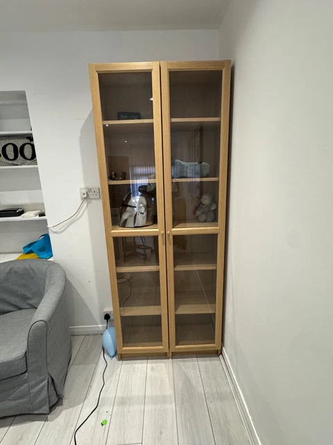IKEA BILLY BOOKCASE with glass doors £83.92 - PicClick UK