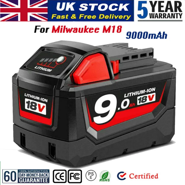 9.0Ah Battery Replce For Milwaukee for M18 Li-Ion Extended Capacity 48-11-1860