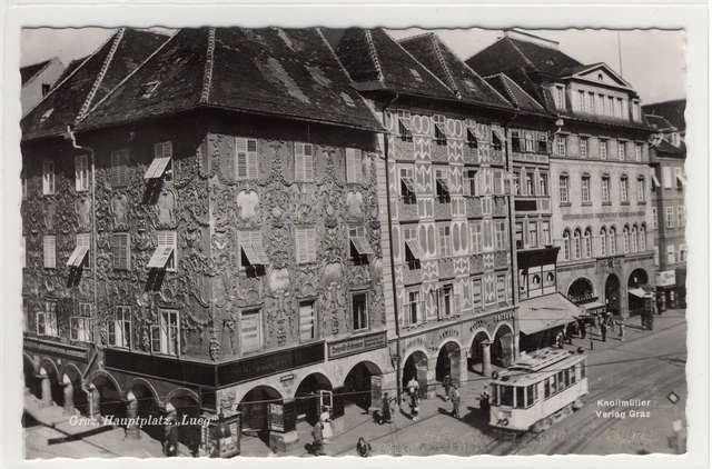 AK Graz, Hauptplatz Lueg, Strassenbahn 1956 Foto-AK