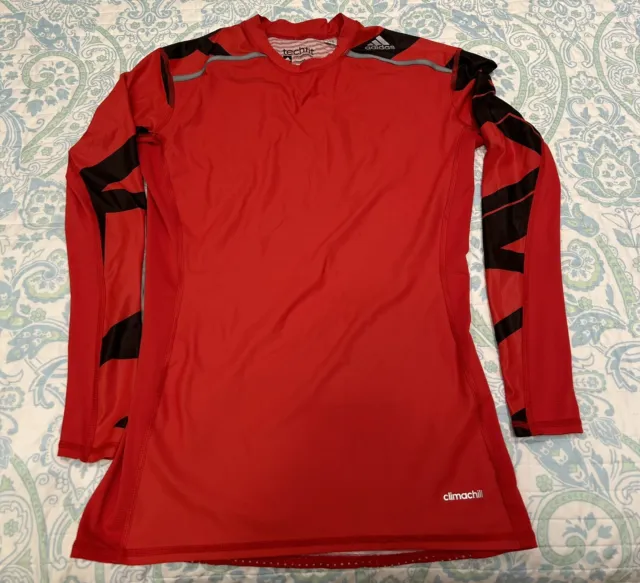 Adidas Techfit Compression Top Shirt Men's X-Large Red Gym, Fits Like Large
