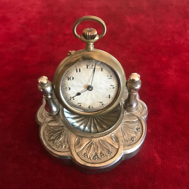 Pendulette Miniature Argent émail Bleu Art Déco 1930 - Occasion Vintage - Suisse