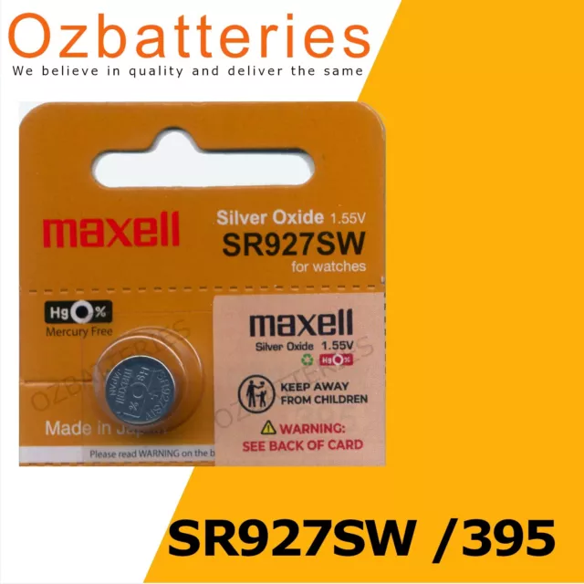 1PC SR927SW, 395 MAXELL Silver Oxide Battery 1.55V made in Japan Expiry 12/2027 2