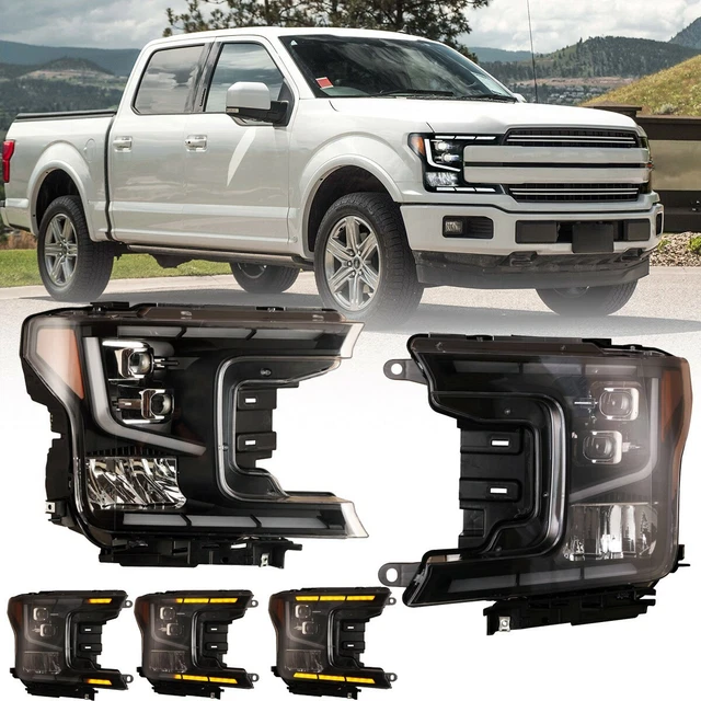 FOR 20182020 FORD F150 Sequential Projector Headlights BLACK FULL LED