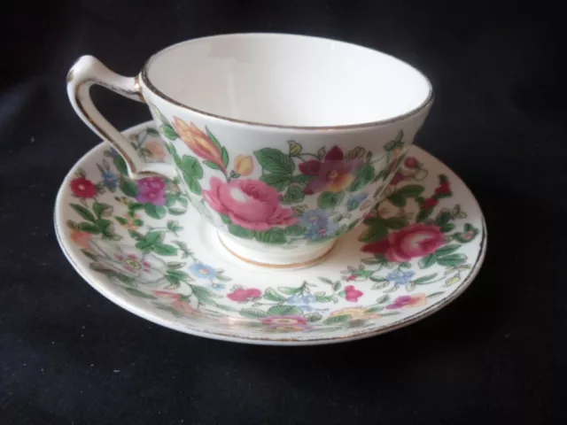 Vintage Crown Staffordshire Thousand Flowers Fine Bone China - Cup & Saucer