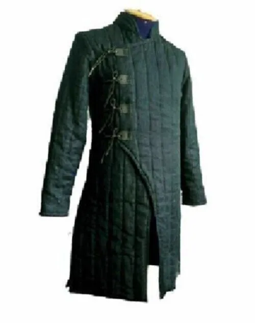 Medieval Thick Padded Gambeson Coat Aketon Full Length Jacket Armor Costumes SCA