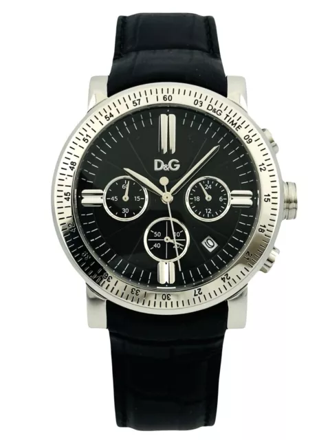 Dolce & Gabbana Men's DW0486 Multifunction Black Leather With Black Dial Watch