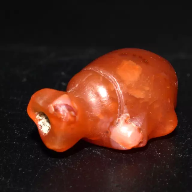 Genuine Ancient Burmese Pyu Culture Carnelian Carved Turtle Bead Amulet