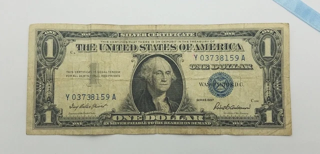 1957 Blue Seal $1 One Dollar Silver Certificate Bill - Old Paper Money