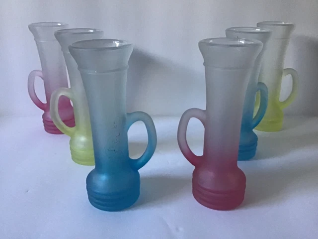 VINTAGE ITALY FROSTED Glass Limoncello Liqueur 4-3/4" Glasses Set Of