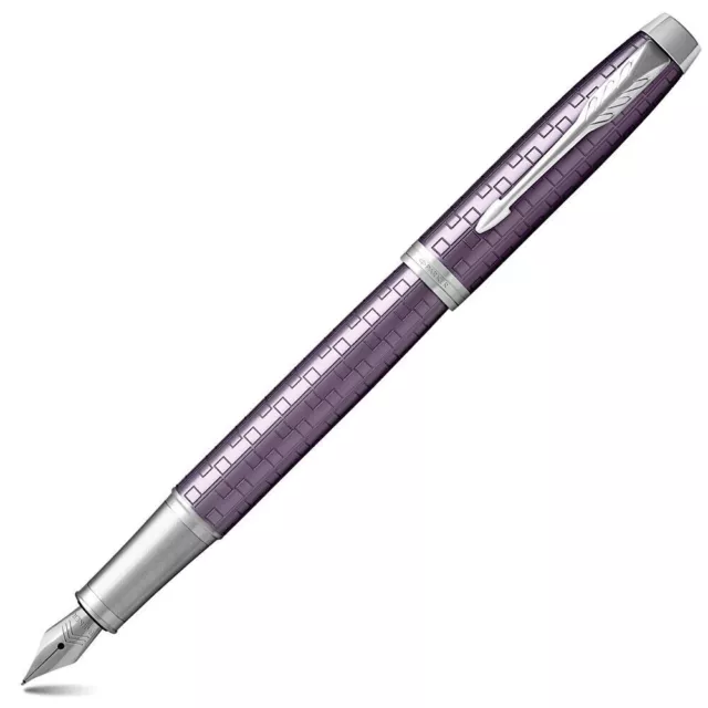 Parker IM Premium Dark Violet Chrome Trim Fountain Pen NEW