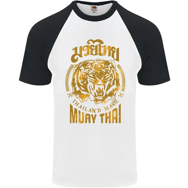 Muay Thai Fighter Warrior MMA Martial Arts Mens S/S Baseball T-Shirt